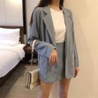 Set: Plain Single-button Blazer + Mini A-line Skirt