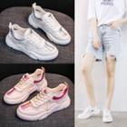 Mesh Panel Cut-out Platform Lace Up Sneakers