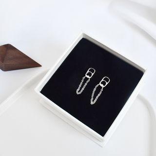 925 Sterling Silver Chain Earring Stud Earring - 1 Pair - Silver - One Size