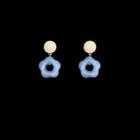 Flower Resin Dangle Earring 1 Pair - Blue & Off-white - One Size