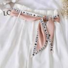 Two Tone Letter Print Trim Scarf / Hair Tie / Ribbon Belt