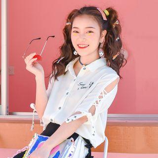 Short-sleeve Cutout Chiffon Shirt