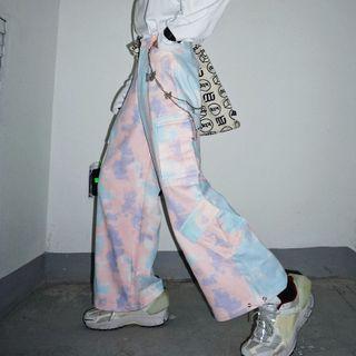 Tie-dyed Wide Leg Cargo Pants