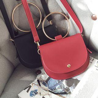 Metal Round Handle Crossbody Bag