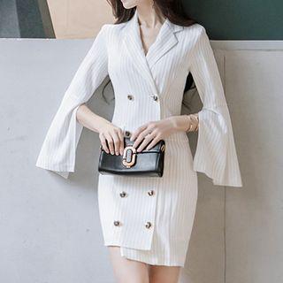 Long-sleeve Double-breasted Cape Dress