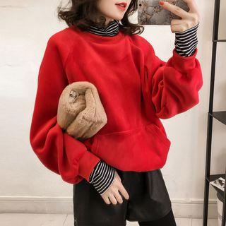 Mock Two-piece Turtleneck Velvet Sweatshirt