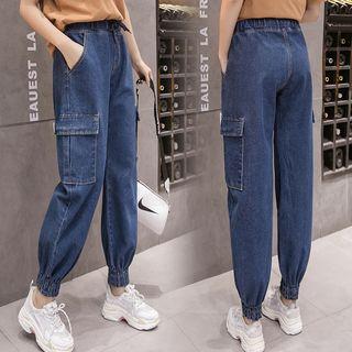 Pocket Detail Cropped Harem Jeans
