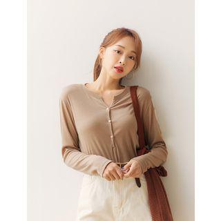 Open-placket Ribbed Henley