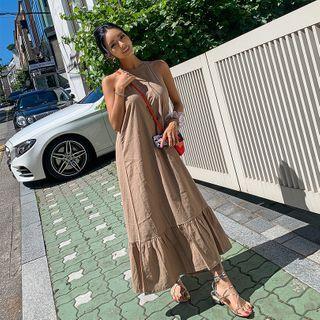 Sleeveless Frilled-hem Maxi Dress