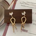 Knot Rhinestone Drop Earring / Clip-on Earring