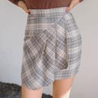 Pleated-detail Checked Skirt