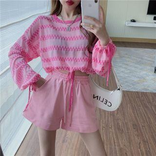 Contrast Trim Knit Top / Shorts