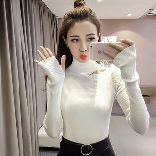 Cut Out Mock Neck Knit Pullover
