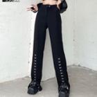 High-waist Button-up Straight Leg Pants