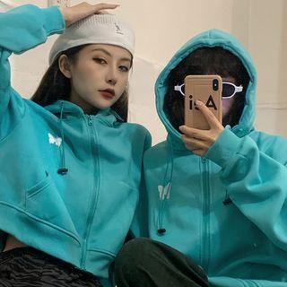 Butterfly Embroidered Hooded Zip Jacket