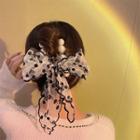 Lace Bow Faux Pearl Hair Clamp