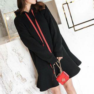 Ruffle Hem A-line Hoodie Dress