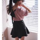 Short-sleeve Tie-back Textured Top
