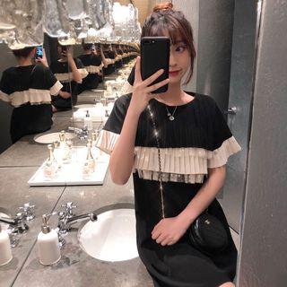 Short-sleeve Chiffon Panel T-shirt Dress