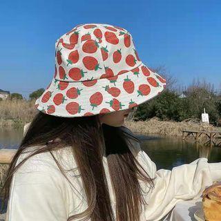 Strawberry Bucket Hat Beige - One Size