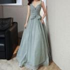 Spaghetti Strap Glitter A-line Ball Gown