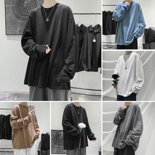Plain Oversized Long-sleeve Top