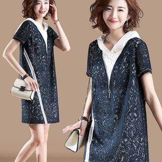 Hooded Lace Short-sleeve Dress