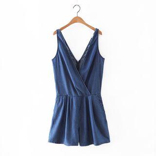 V-neck Denim Playsuit
