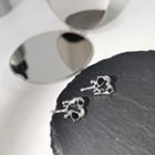 Melting Heart Alloy Earring 1 Pair - Black & Silver - One Size