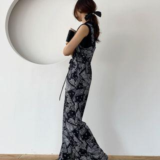 Paisley Print Jumpsuit Black - One Size