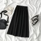 Midi A-line Skirt Skirt - Black - One Size