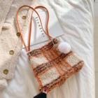 Plaid Faux Shearling Hobo Bag