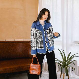 Tweed Panel Single-breasted Jacket