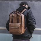 Square Faux-leather Backpack Brown - One Size