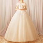 Feather Off-shoulder Wedding Ball Gown