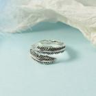 Leaf Alloy Open Ring Silver - One Size