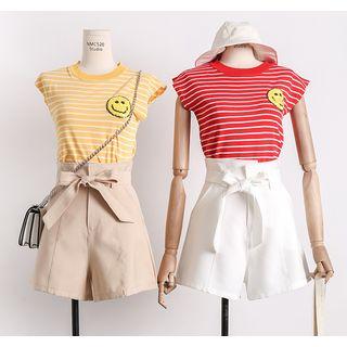 High-waist Shorts With Sash