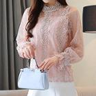 Long-sleeve Crochet Trim Lace Top