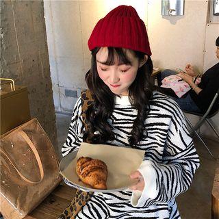 Zebra Patterned Sweater As Shown In Figure - One Size