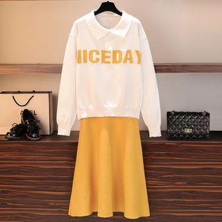 Polo Sweater / A-line Midi Skirt As Shown In Figure - One Size
