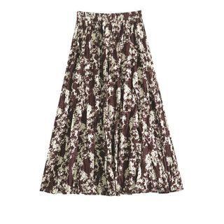 Ink Print Midi A-line Skirt