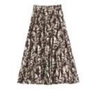 Ink Print Midi A-line Skirt