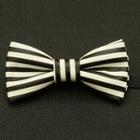 Faux-leather Bow Tie Ja59 - Black And White Stripe - One Size