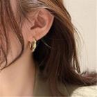 Crinkled Hoop Earring 1 Pair - S925 Silver Needle - Gold - One Size
