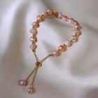 Freshwater Pearl Bracelet Pink & Gold - One Size