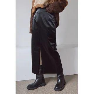 Slit-front Maxi Faux-leather Skirt