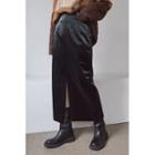 Slit-front Maxi Faux-leather Skirt