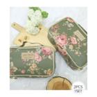 Set Of 2: Rose Print Cosmetic Pouch