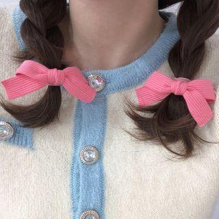 Ribbon Hair Tie 1 Pc - Stripes - Pink - One Size