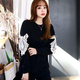 Lace Elbow-patch Sweatshirt (2 Designs)